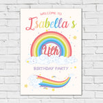 Girls Birthday Sign - Rainbow Clouds Personalised Foamex Board