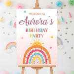 Girls Birthday Sign - Rainbow Sunrise Personalised Foamex Board