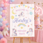 Girls Birthday Sign - Watercolour Unicorn Personalised Foamex Board