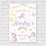 Girls Birthday Sign - Watercolour Unicorn Personalised Foamex Board