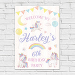 Girls Birthday Sign - Watercolour Unicorn Personalised Foamex Board