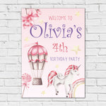Girls Birthday Sign - Whimsical Unicorn Personalised Foamex Board