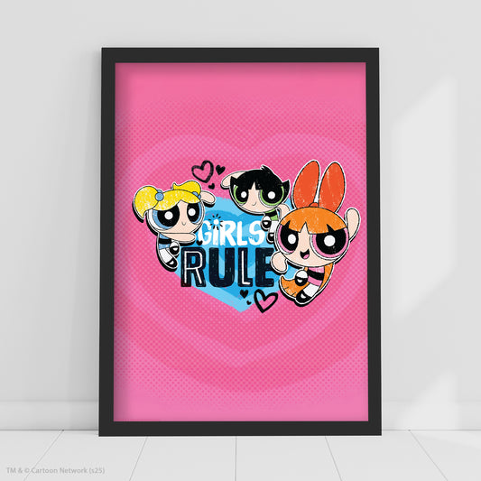 Powerpuff Girls Print  –  Girls Rule Poster Superhero Wall Art