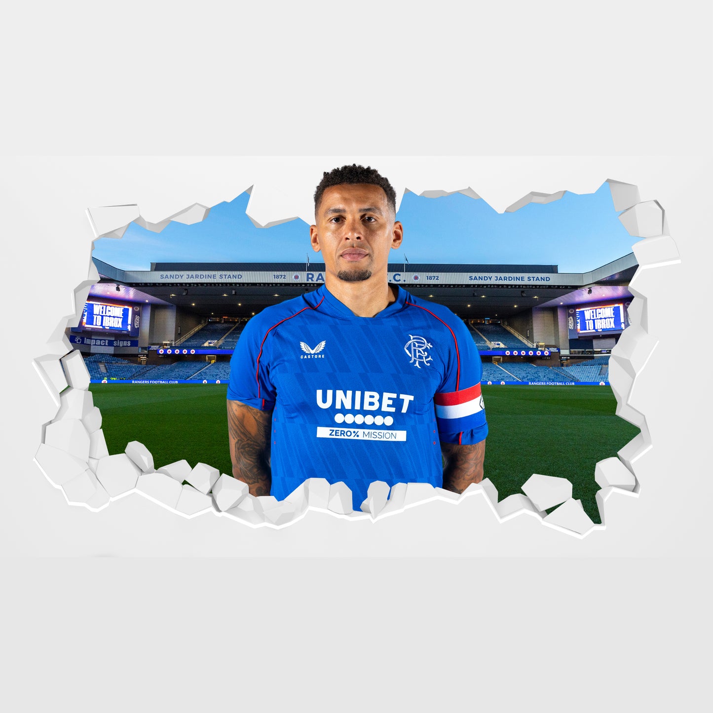 Rangers F.C James Tavernier 24/25 Broken Wall Sticker