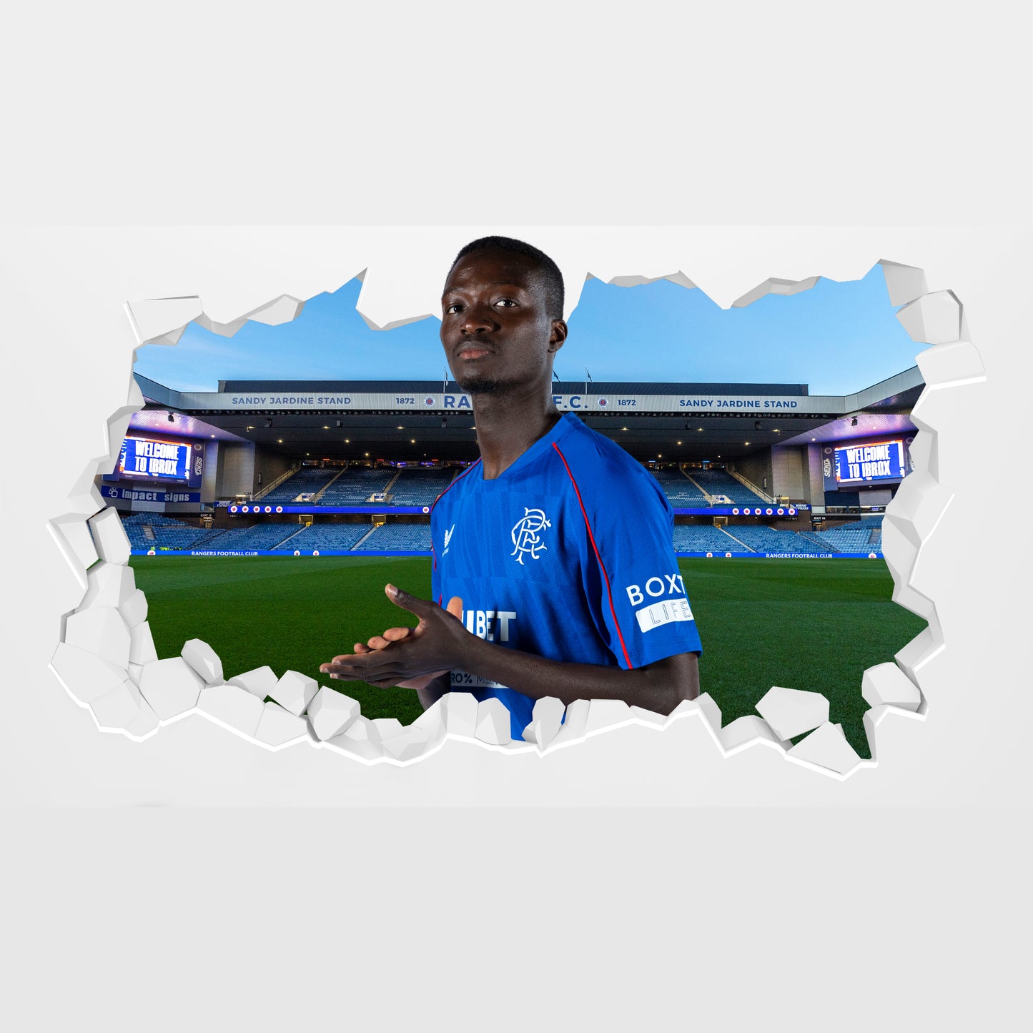 Rangers F.C Mohamed Diomande 24/25 Broken Wall Sticker
