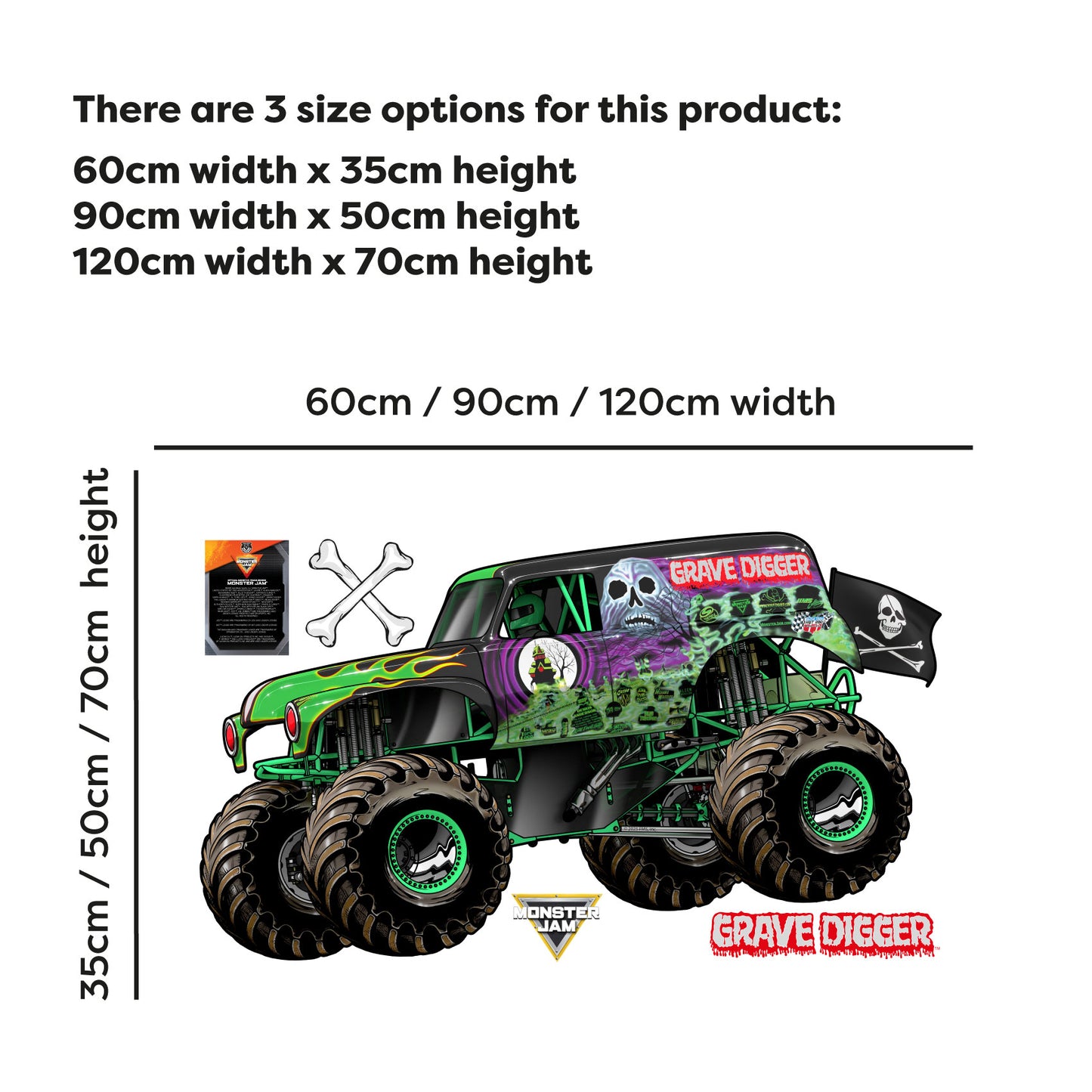 Monster Jam Wall Sticker - Grave Digger Monster Jam Truck Wall Decal Art