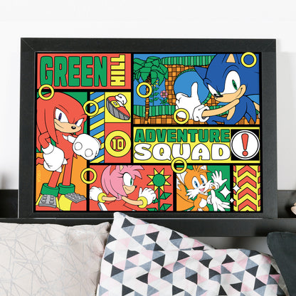 Sonic The Hedgehog Print - Green Hill Adventure Squad Poster Wall Art