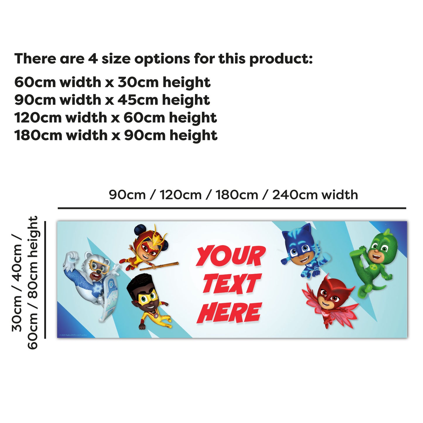 PJ Masks Birthday - Group With Centre Text Personalised Banner Wall Sticker