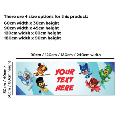 PJ Masks Birthday - Group With Centre Text Personalised Banner Wall Sticker