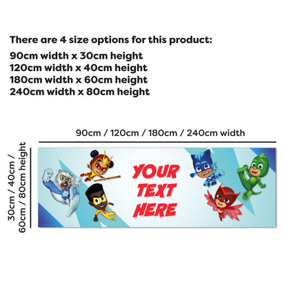 PJ Masks Birthday - Group With Centre Text Personalised Banner Wall Sticker