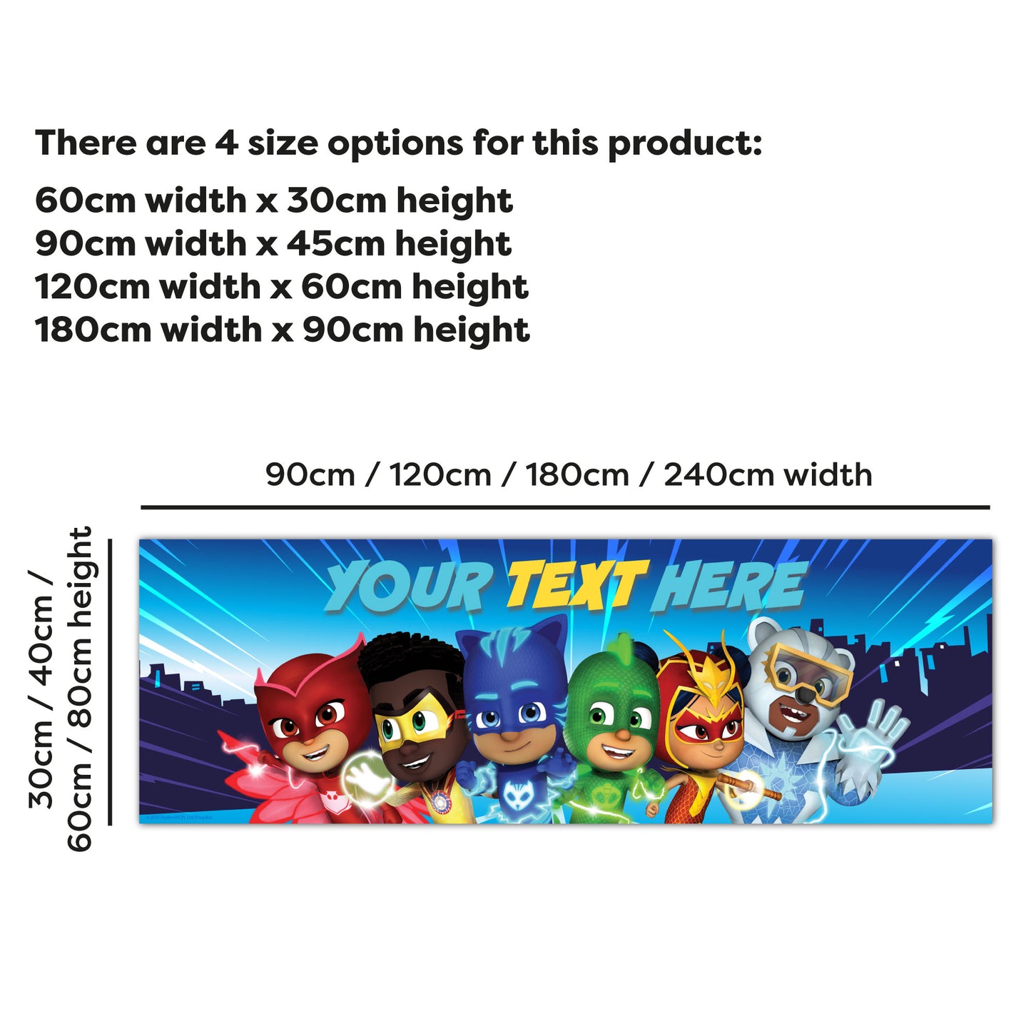 PJ Masks Birthday - Group With City Personalised Banner Wall Sticker