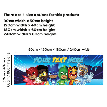 PJ Masks Birthday - Group With City Personalised Banner Wall Sticker