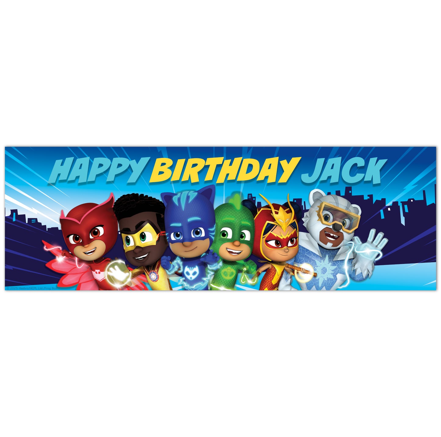 PJ Masks Birthday - Group With City Personalised Banner Wall Sticker