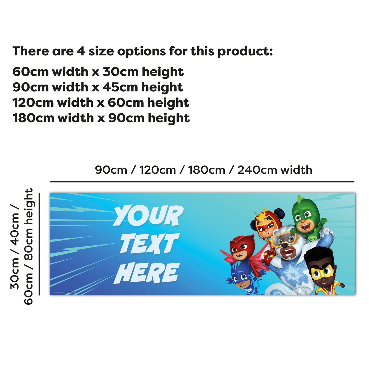 PJ Masks Birthday - Group With Lightning Personalised Banner Wall Sticker