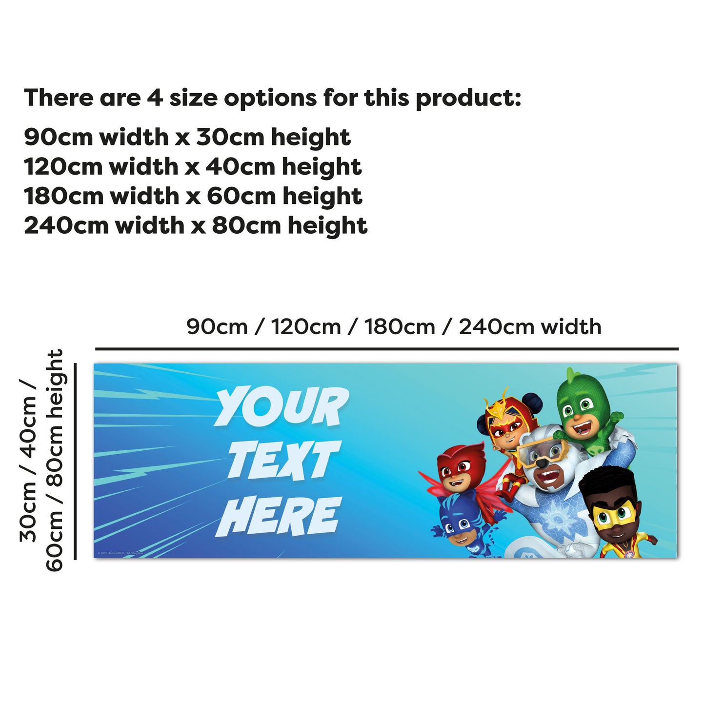 PJ Masks Birthday - Group With Lightning Personalised Banner Wall Sticker