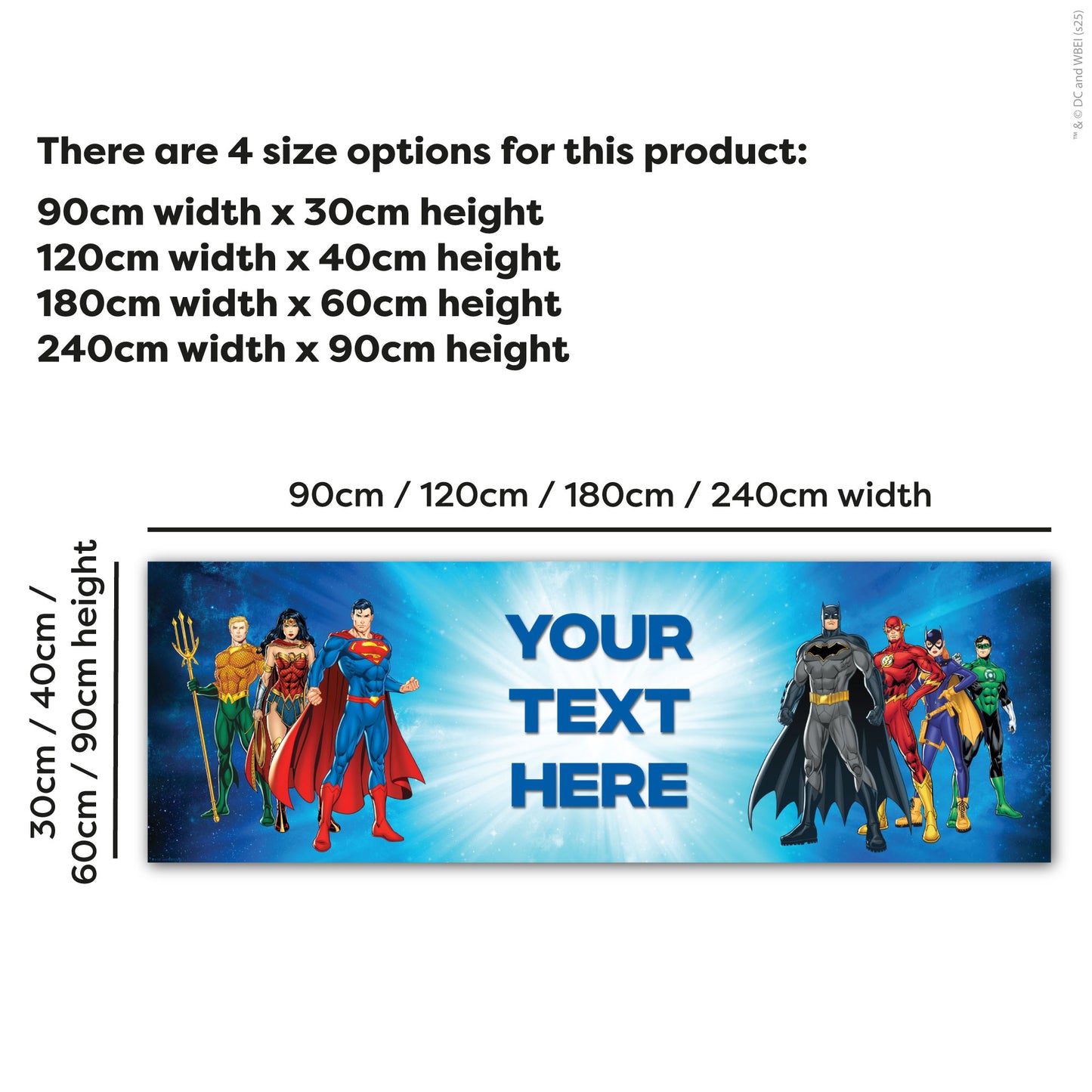 Justice League Birthday - Group Blue Personalised Name Banner Wall Sticker