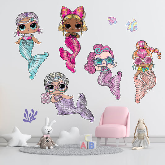 L.O.L Surprise! Wall Sticker - Mermaids Group Decals Wall Art