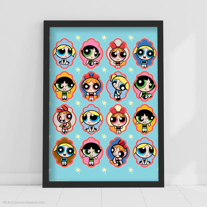 Powerpuff Girls Print  –  Sisters In Frames Poster Superhero Wall Art