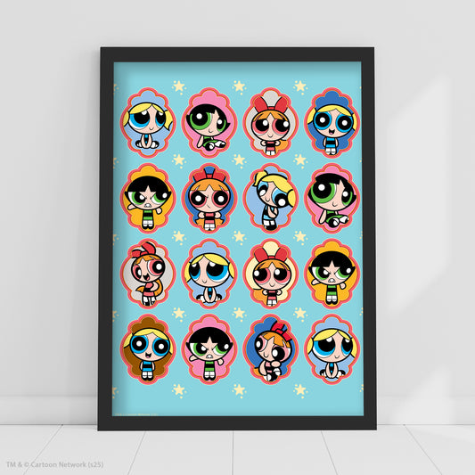 Powerpuff Girls Print  –  Sisters In Frames Poster Superhero Wall Art