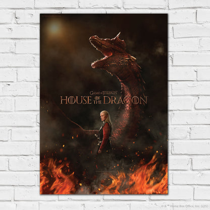 House of the Dragon Print –  Prince Daemon Targaryen With Dragon Poster Wall Art