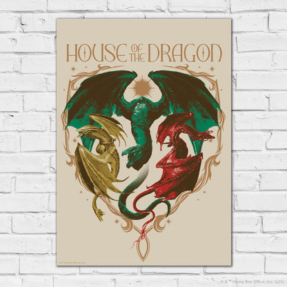 House of the Dragon Print –  Vhagar Syrax Caraxes Dragons Poster Wall Art