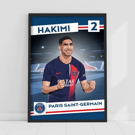Paris Saint-Germain F.C. Print - Hakimi Illustration PSG Player