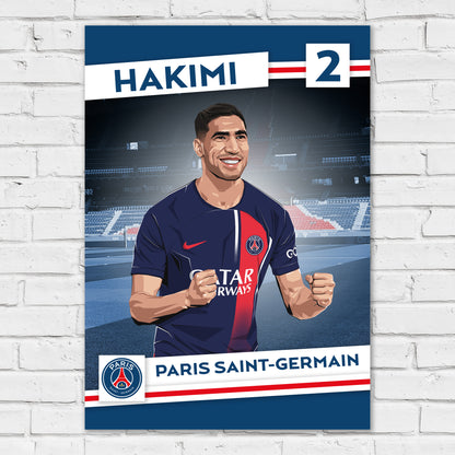 Paris Saint-Germain F.C. Print - Hakimi Illustration PSG Player