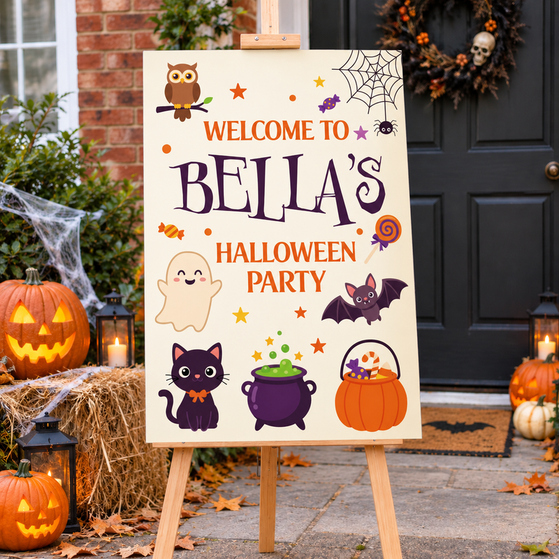 Halloween Sign - Cute Icons Personalised Foamex Board