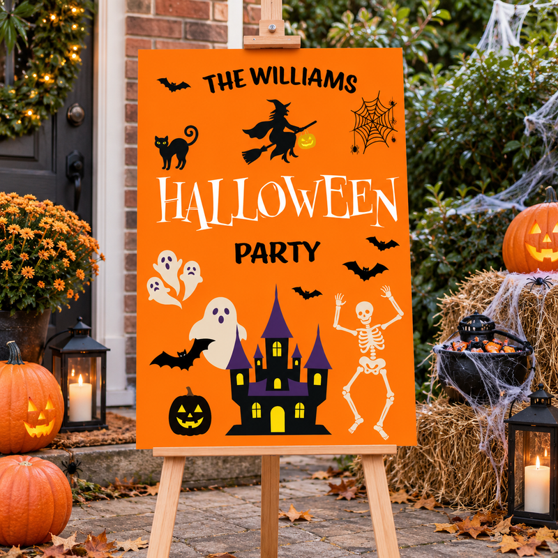 Halloween Sign - Spooky Icons Personalised Foamex Board