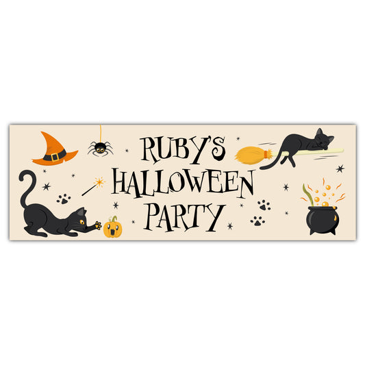 Halloween Banner - Black Cats Personalised Wall Sticker