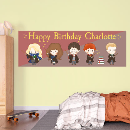 Harry Potter Birthday - Group of 5 Characters Personalised Name Banner Wall Sticker