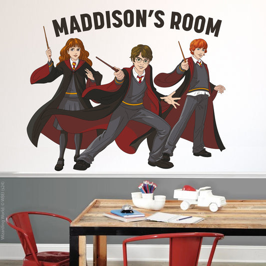 HARRY POTTER Wall Sticker – Cartoon Harry Ron Hermione Personalised Wall Decal Wizarding World Art