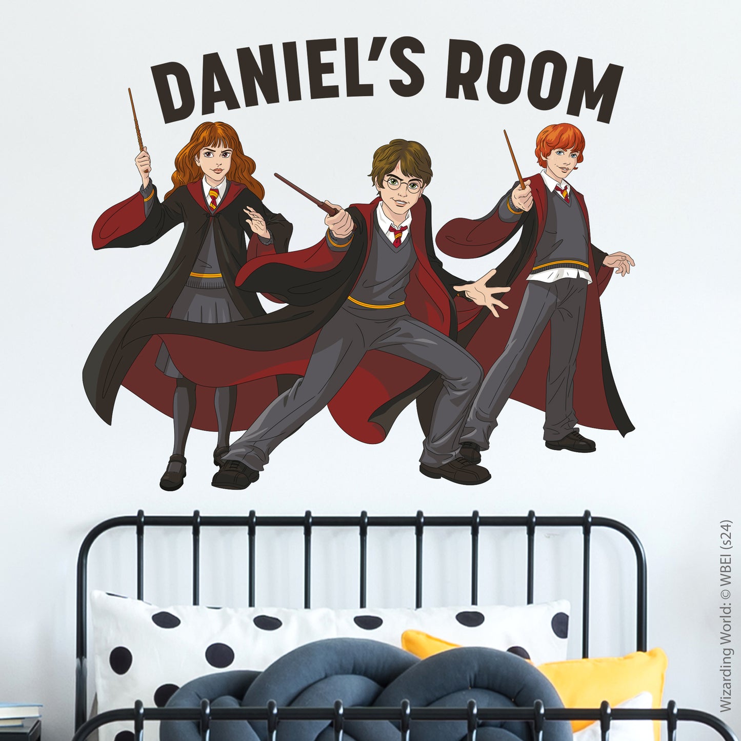 HARRY POTTER Wall Sticker – Cartoon Harry Ron Hermione Personalised Wall Decal Wizarding World Art