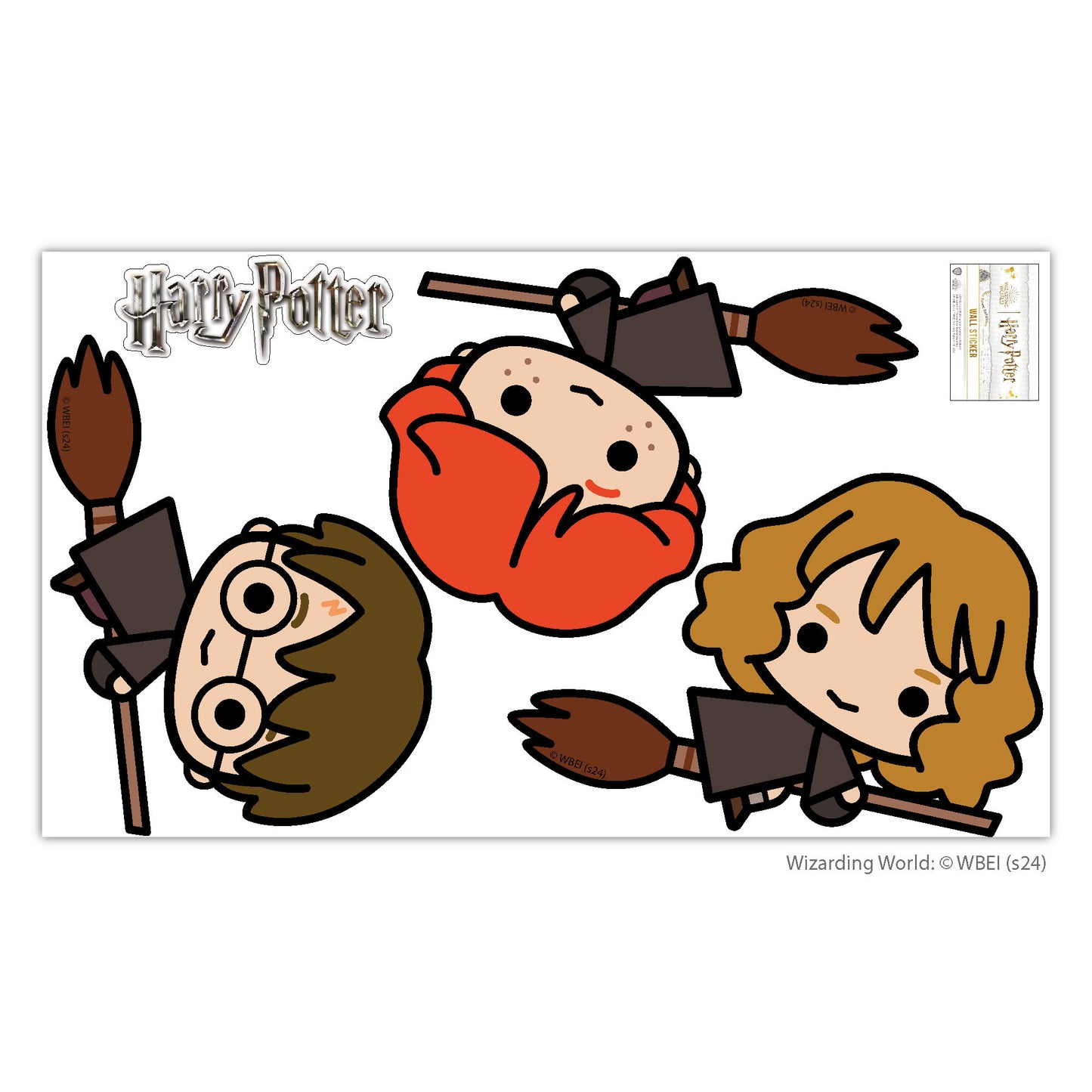HARRY POTTER Wall Sticker – Character Trio Brooms Charm Wall Decal Set Wizarding World Art