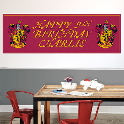 Harry Potter Birthday - Gryffindor Personalised Name Banner Wall Sticker