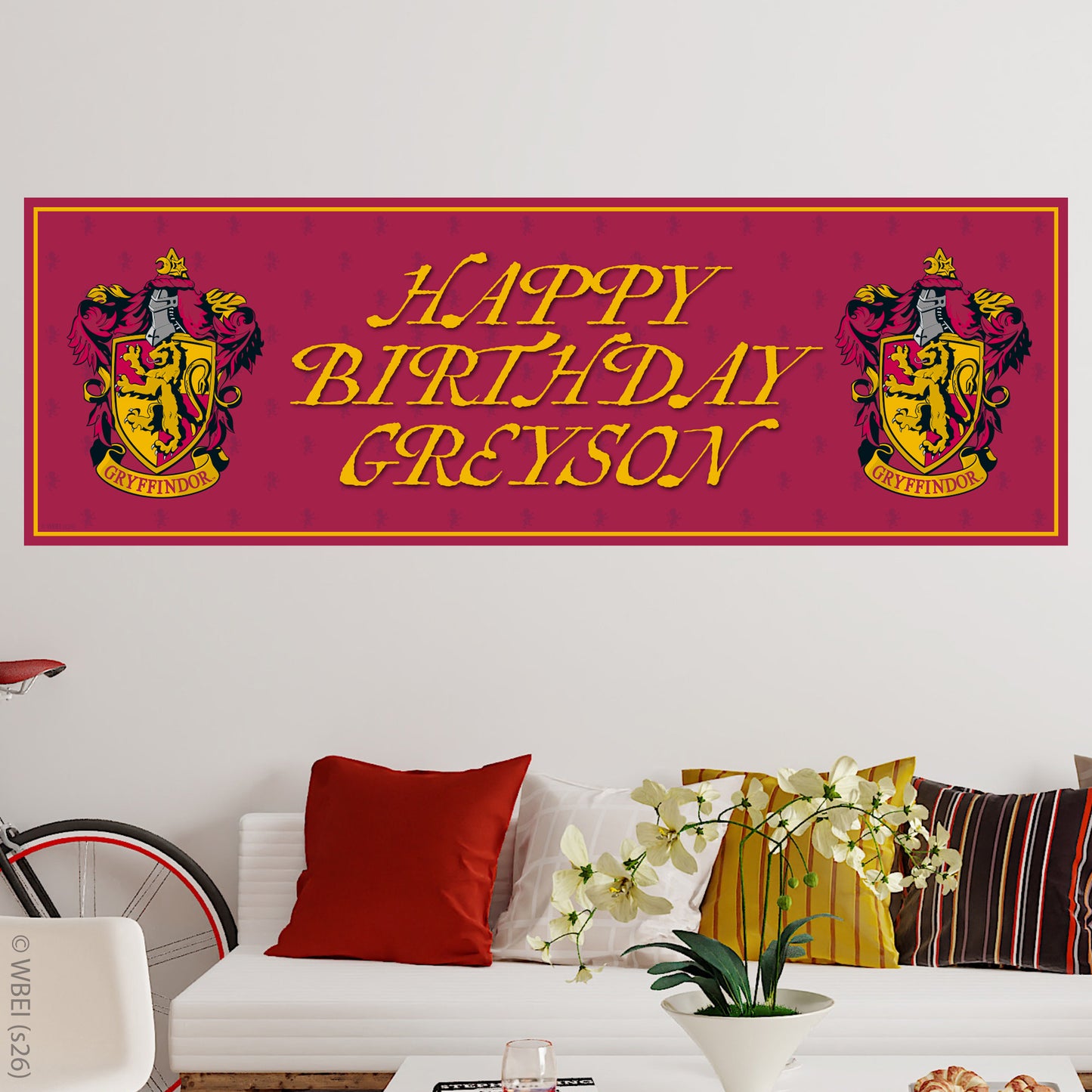 Harry Potter Birthday - Gryffindor Personalised Name Banner Wall Sticker