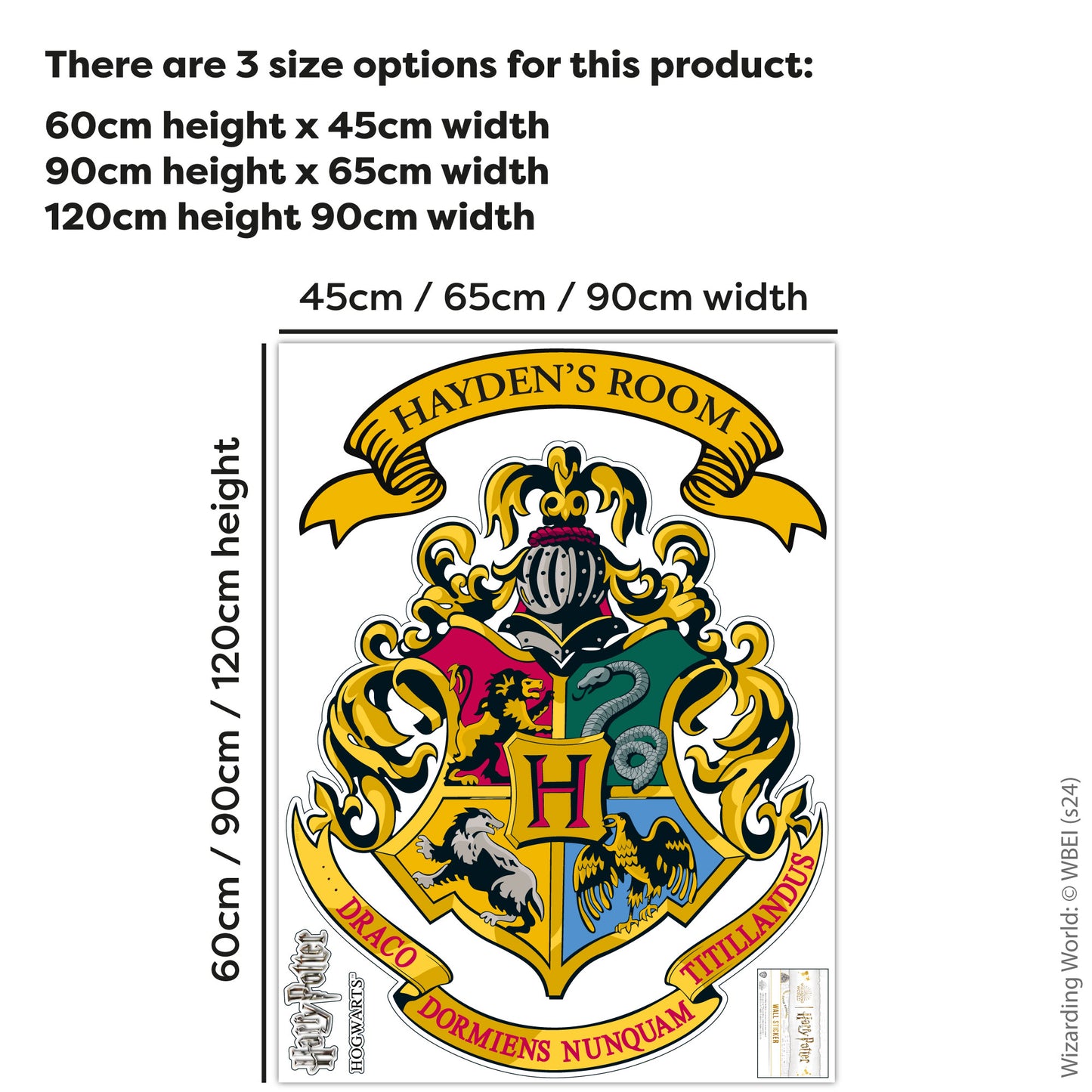 HARRY POTTER Wall Sticker – Hogwarts Crest Personalised Wall Decal Wizarding World Art