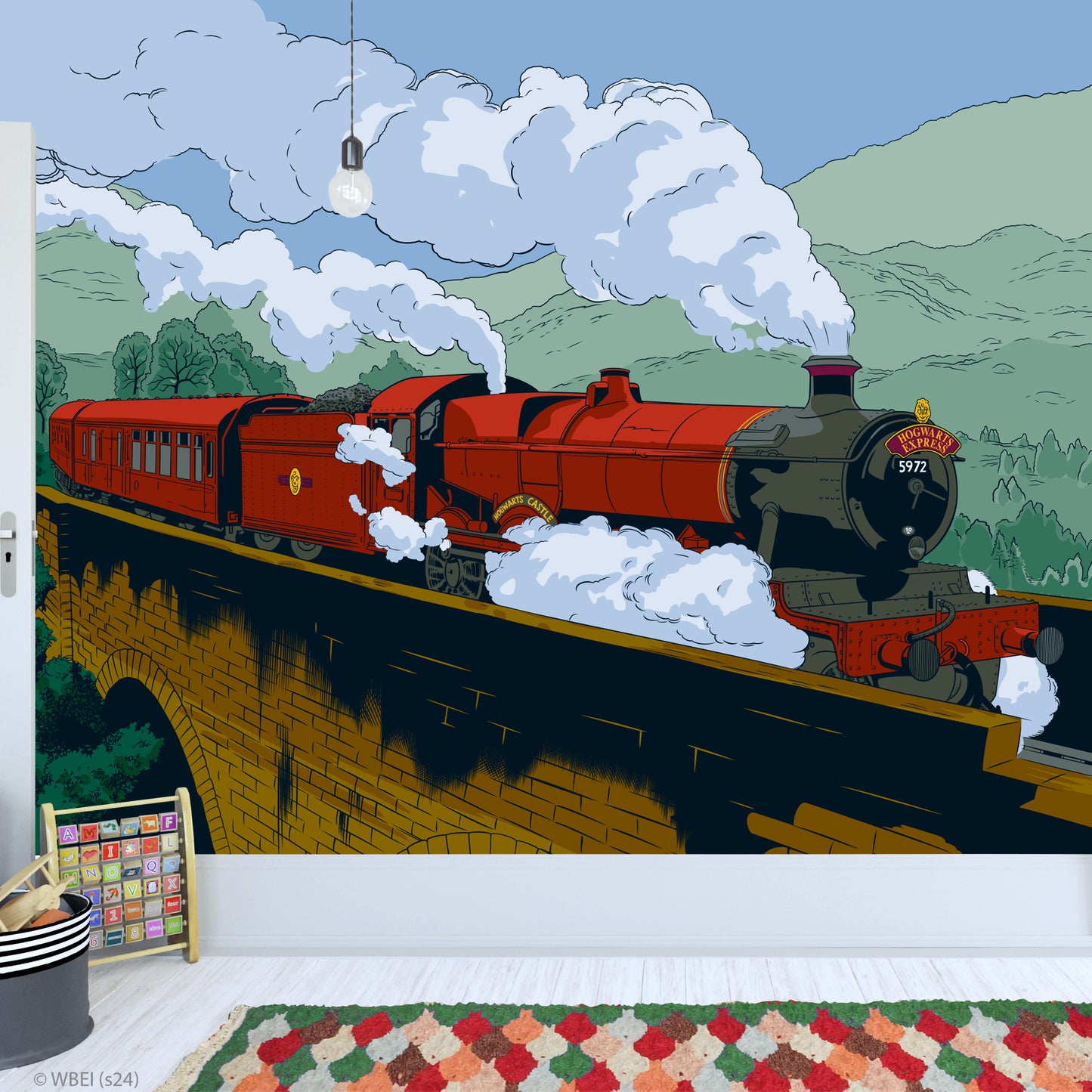 HARRY POTTER Wall Sticker – Hogwarts Express Train Sketch Full Wall Mural Wizarding World Art