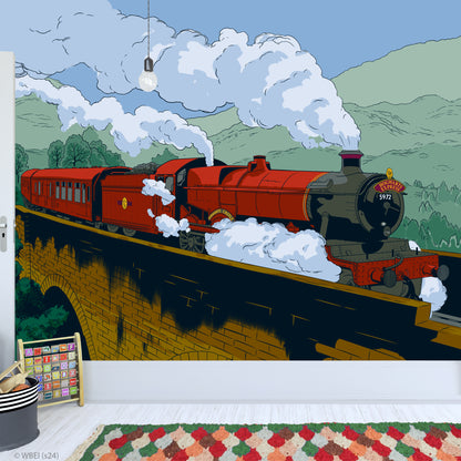 HARRY POTTER Wall Sticker – Hogwarts Express Train Sketch Full Wall Mural Wizarding World Art