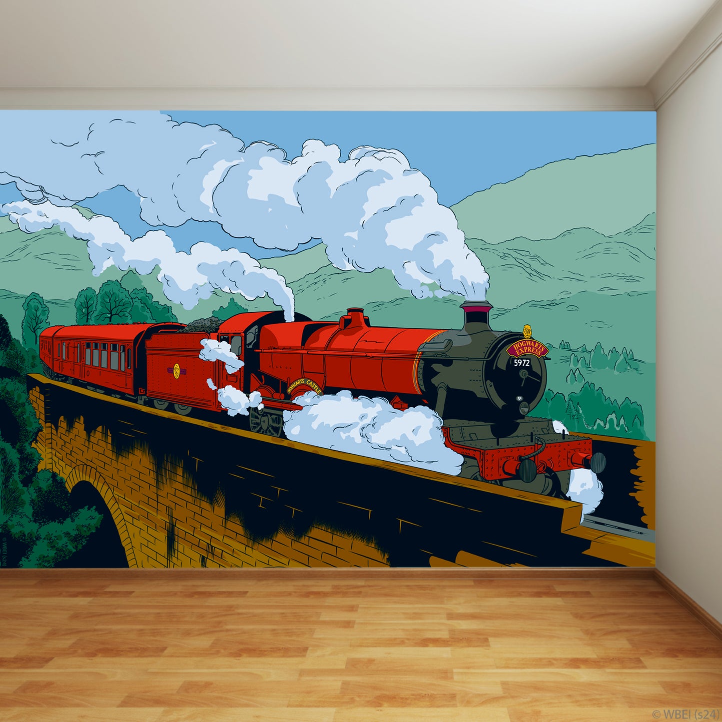 HARRY POTTER Wall Sticker – Hogwarts Express Train Sketch Full Wall Mural Wizarding World Art