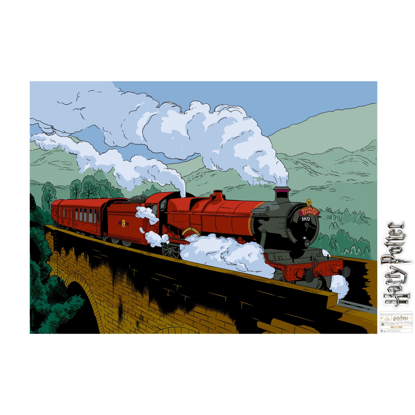 HARRY POTTER Wall Sticker – Hogwarts Express Train Sketch Full Wall Mural Wizarding World Art