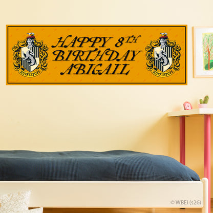 Harry Potter Birthday - Hufflepuff Personalised Name Banner Wall Sticker