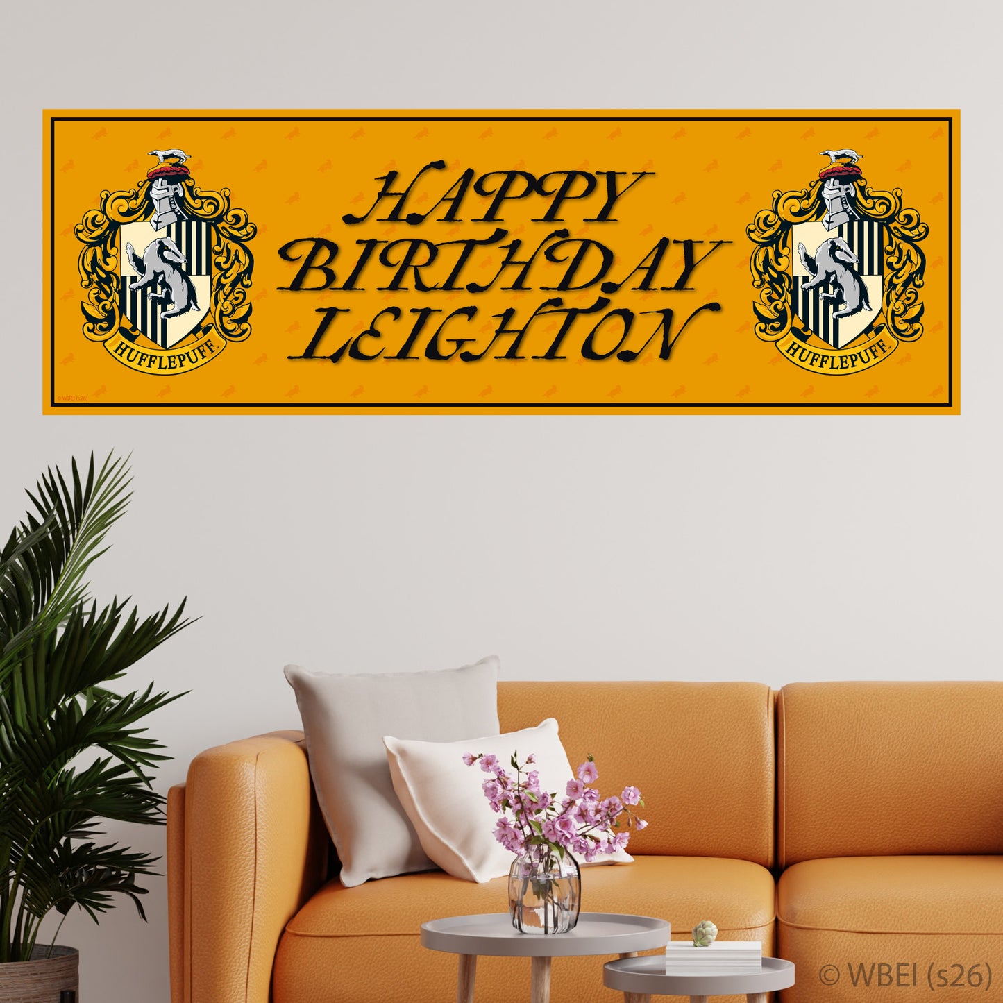 Harry Potter Birthday - Hufflepuff Personalised Name Banner Wall Sticker