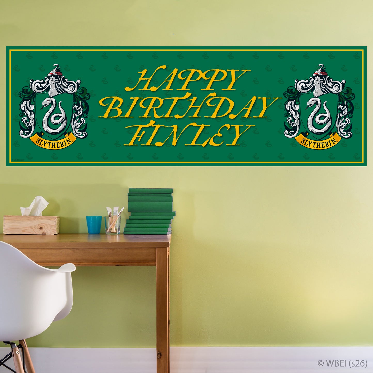 Harry Potter Birthday - Slytherin Personalised Name Banner Wall Sticker