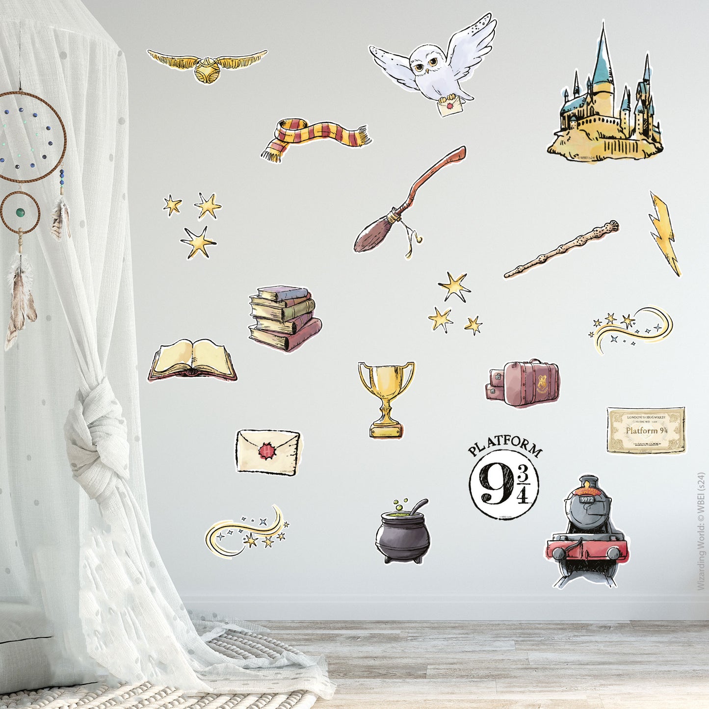 HARRY POTTER Wall Sticker – Watercolour Icons Set Wall Decal Wizarding World Art