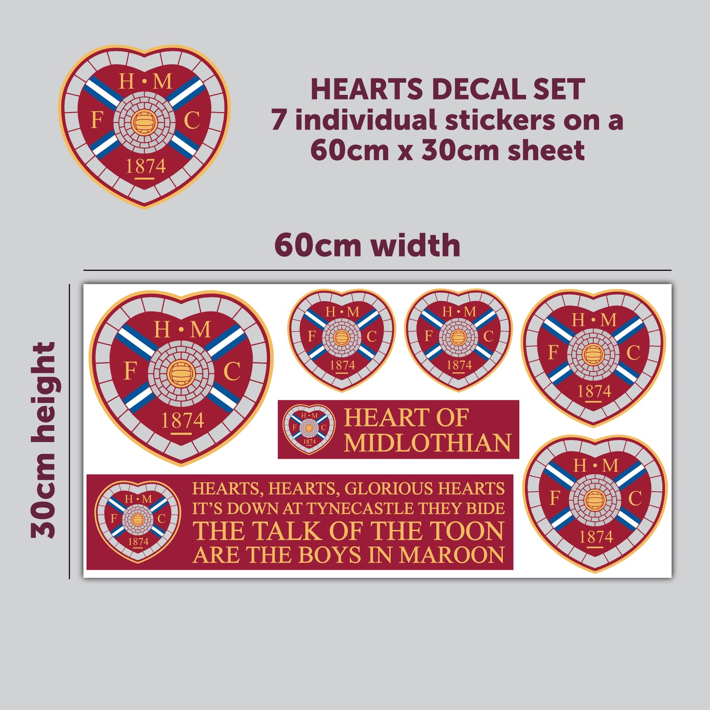 Heart of Midlothian Football Club - Decal Sticker Set