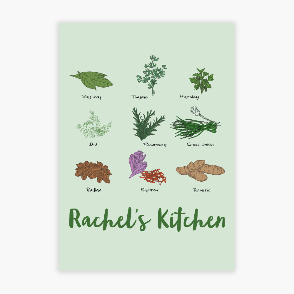 Kitchen Print - Herbs Personalised Poster Wall Art