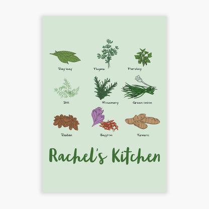 Kitchen Print - Herbs Personalised Poster Wall Art