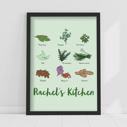 Kitchen Print - Herbs Personalised Poster Wall Art