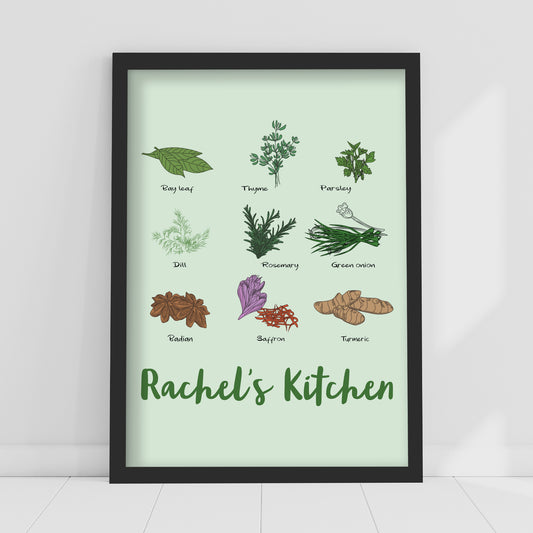 Kitchen Print - Herbs Personalised Poster Wall Art